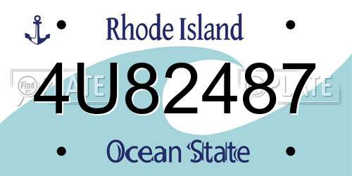 4U82487 Rhode Island License Plate