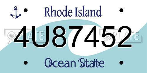 4U87452 Rhode Island License Plate