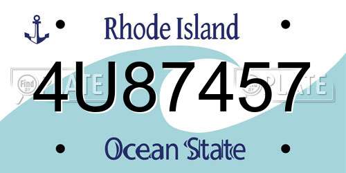 4U87457 Rhode Island License Plate