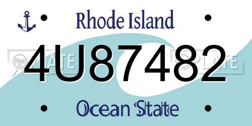 4U87482 Rhode Island License Plate