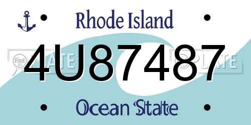 4U87487 Rhode Island License Plate