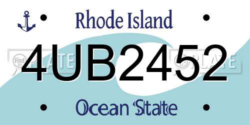 4UB2452 Rhode Island License Plate