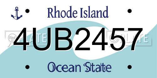 4UB2457 Rhode Island License Plate