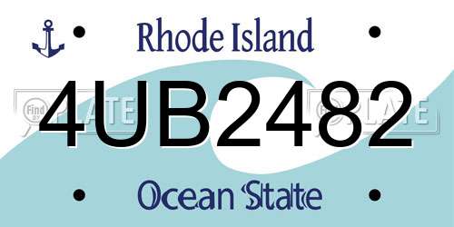 4UB2482 Rhode Island License Plate