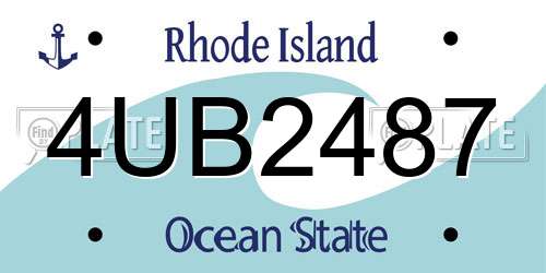 4UB2487 Rhode Island License Plate