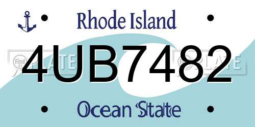 4UB7482 Rhode Island License Plate