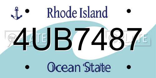 4UB7487 Rhode Island License Plate