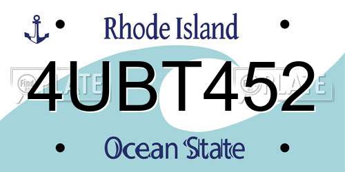 4UBT452 Rhode Island License Plate