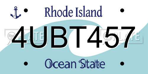 4UBT457 Rhode Island License Plate