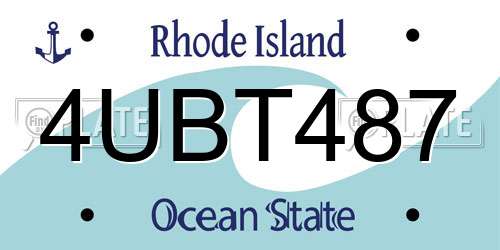 4UBT487 Rhode Island License Plate