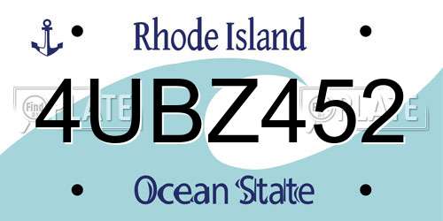 4UBZ452 Rhode Island License Plate