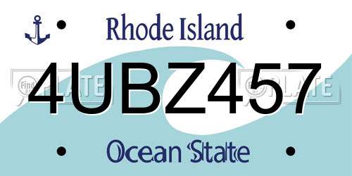 4UBZ457 Rhode Island License Plate