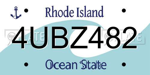4UBZ482 Rhode Island License Plate