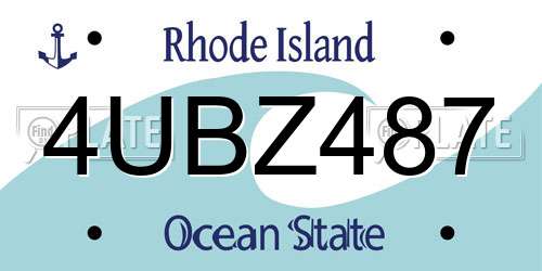 4UBZ487 Rhode Island License Plate