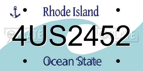 4US2452 Rhode Island License Plate