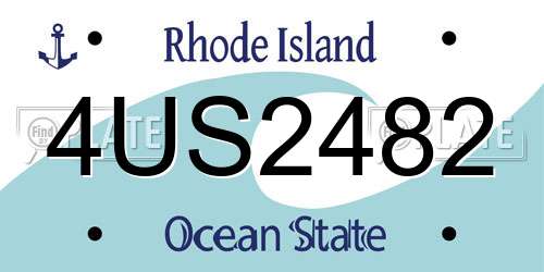 4US2482 Rhode Island License Plate