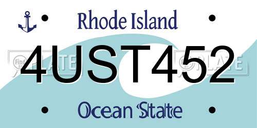 4UST452 Rhode Island License Plate