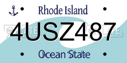 4USZ487 Rhode Island License Plate