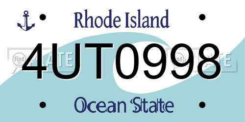 4UT0998 Rhode Island License Plate