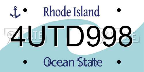 4UTD998 Rhode Island License Plate