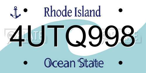 4UTQ998 Rhode Island License Plate