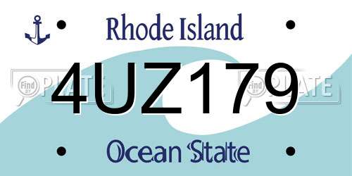 4UZ179 Rhode Island License Plate