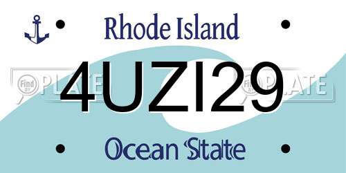 4UZI29 Rhode Island License Plate