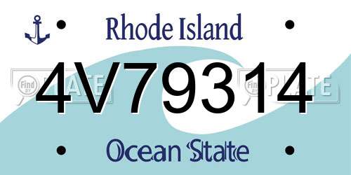 4V79314 Rhode Island License Plate