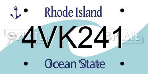 4VK241 Rhode Island License Plate