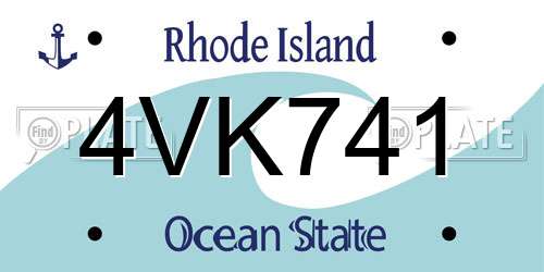 4VK741 Rhode Island License Plate