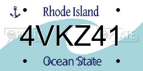 4VKZ41 Rhode Island License Plate