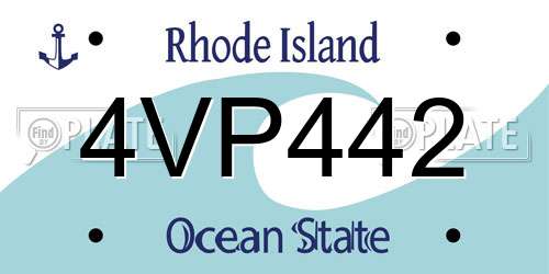4VP442 Rhode Island License Plate