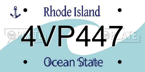 4VP447 Rhode Island License Plate