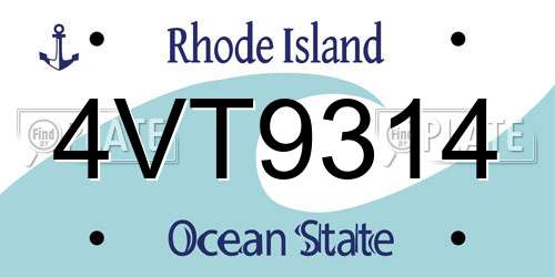 4VT9314 Rhode Island License Plate