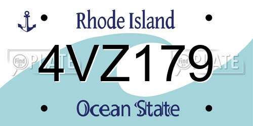 4VZ179 Rhode Island License Plate