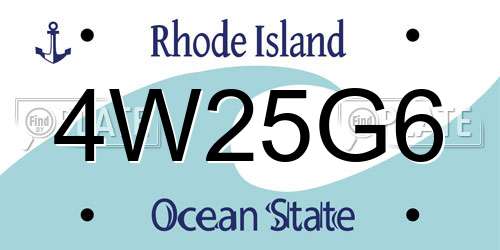 4W25G6 Rhode Island License Plate