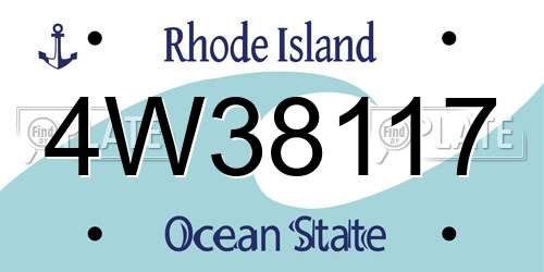 4W38117 Rhode Island License Plate