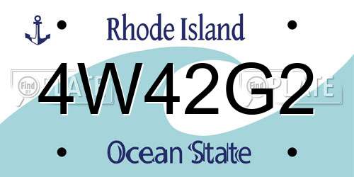 4W42G2 Rhode Island License Plate