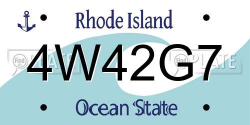 4W42G7 Rhode Island License Plate