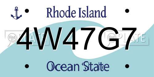 4W47G7 Rhode Island License Plate