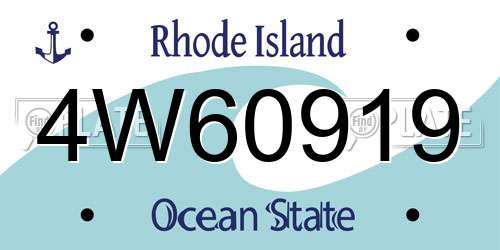 4W60919 Rhode Island License Plate
