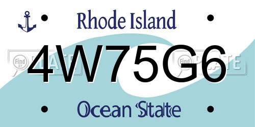 4W75G6 Rhode Island License Plate