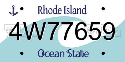 4W77659 Rhode Island License Plate