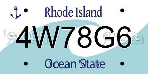4W78G6 Rhode Island License Plate