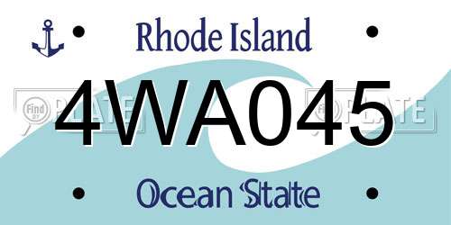 4WA045 Rhode Island License Plate