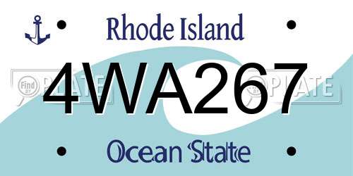4WA267 Rhode Island License Plate