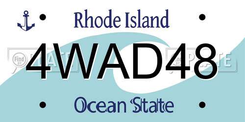 4WAD48 Rhode Island License Plate