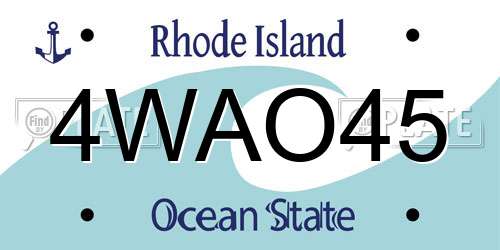 4WAO45 Rhode Island License Plate