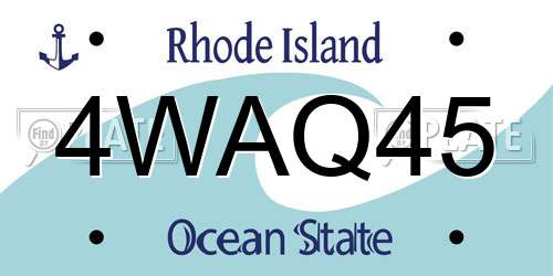 4WAQ45 Rhode Island License Plate