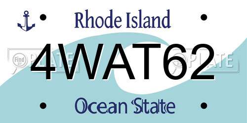 4WAT62 Rhode Island License Plate
